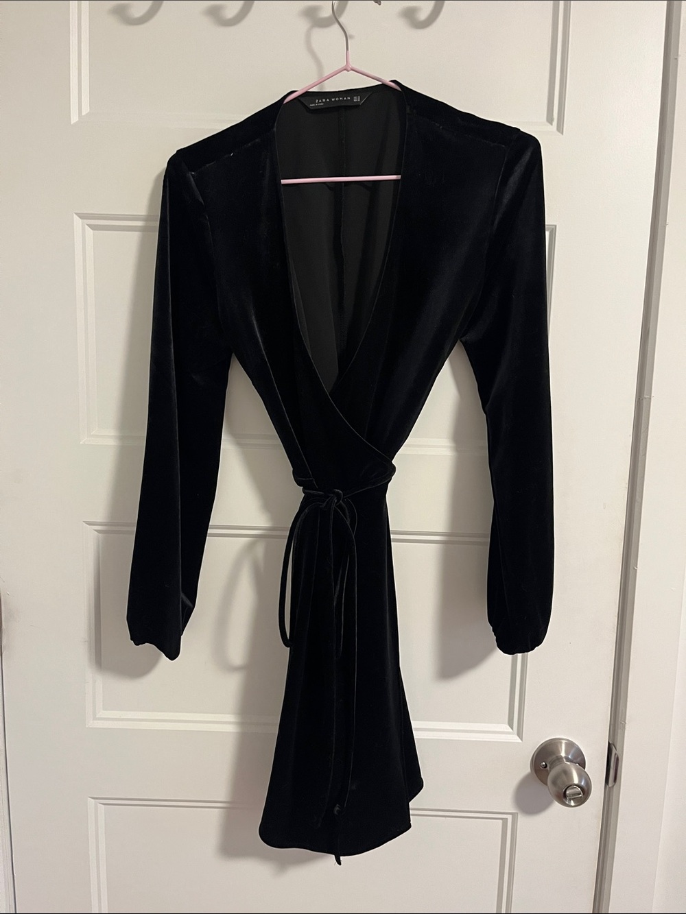 Zara Black Velvet Wrap Mini Dress